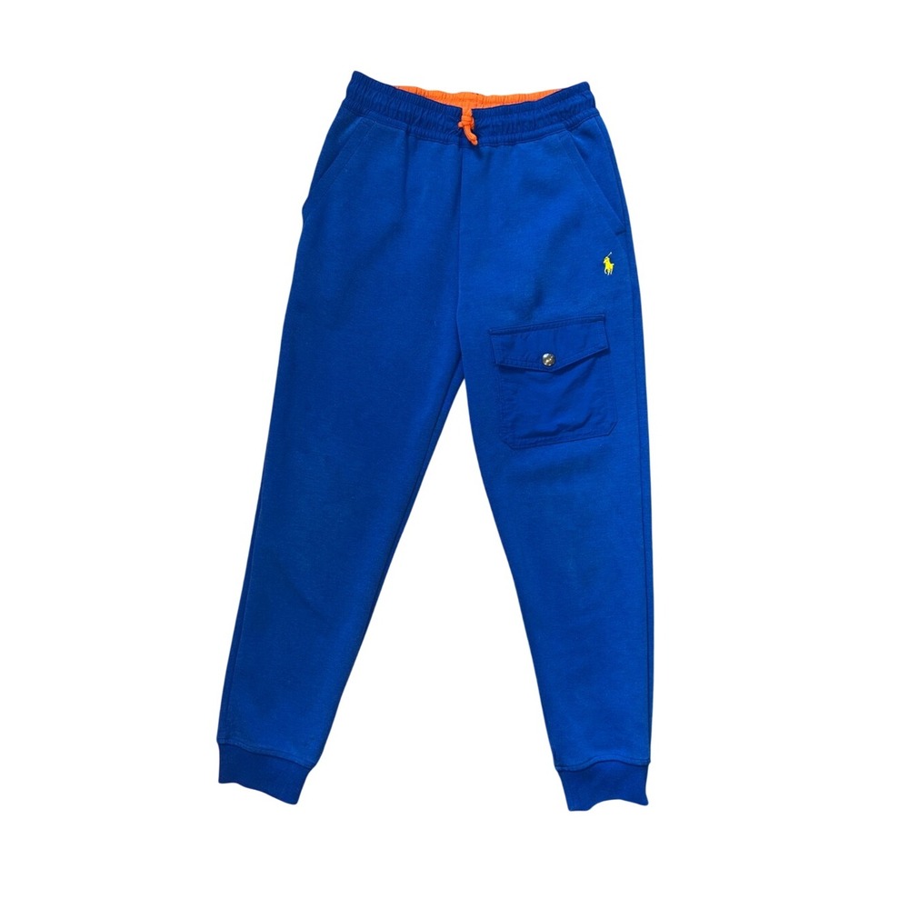Polo Ralph Lauren Boys Blue Orange Cargo Sweatpants Joggers Size S 8